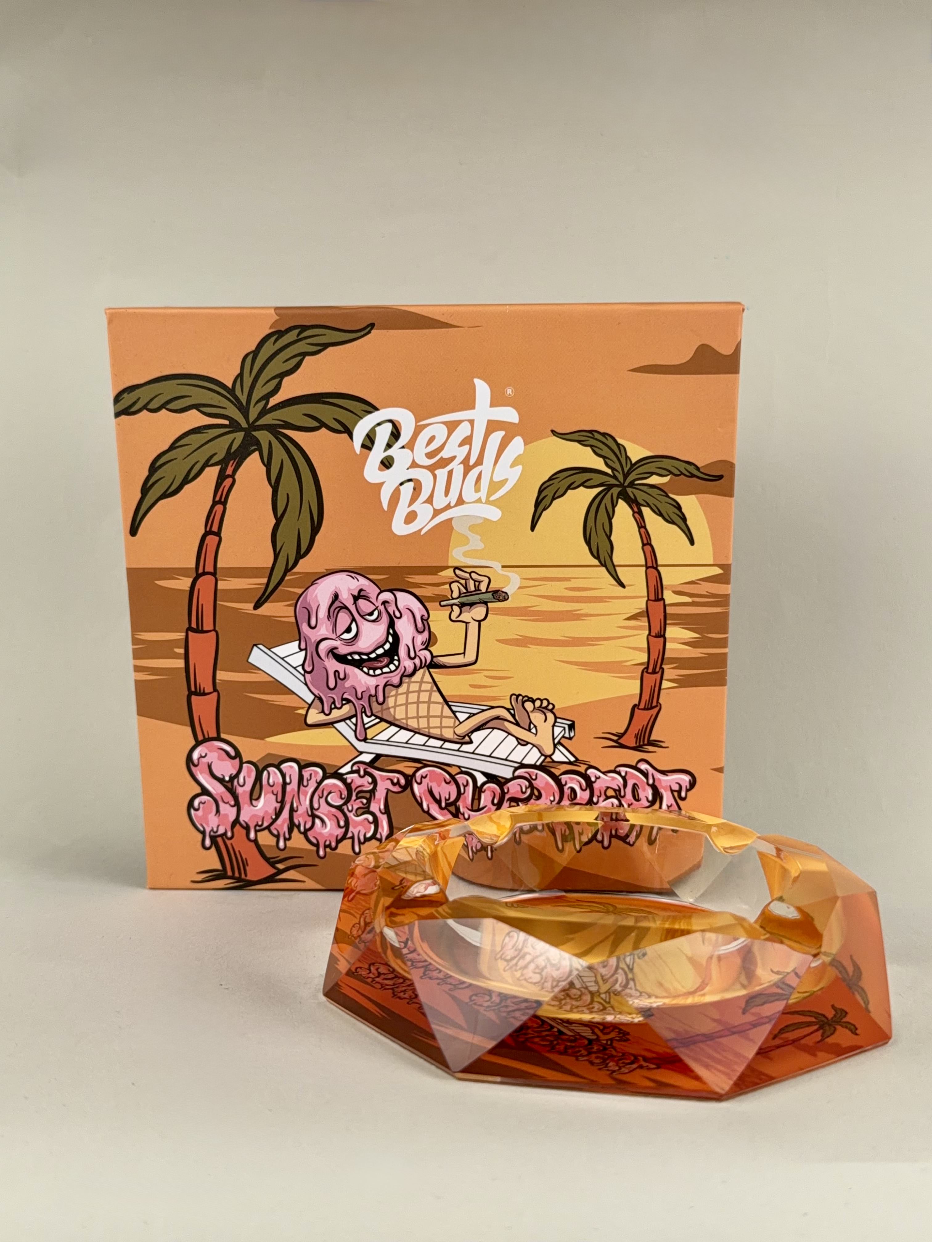 Best Buds Faceted Glass Ashtray